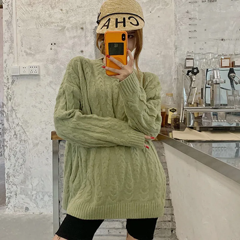 

Alien Kitty 2020 Autumn New Winter Knitted Sweater For Women Loose Pullovers Twist Fashion Female Office Lady Casual Warm Tops