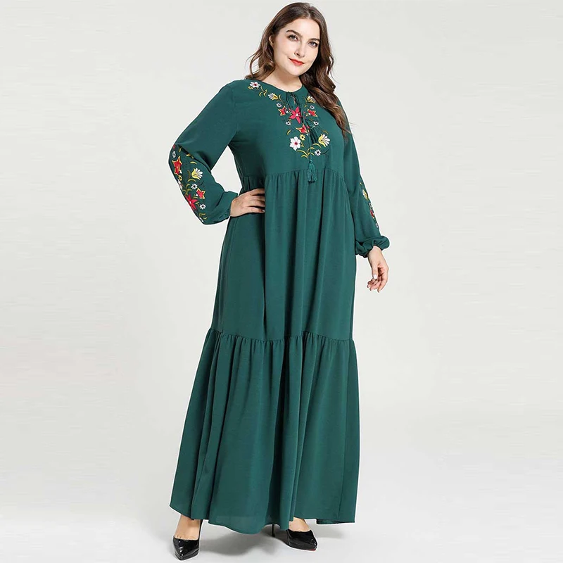 Muslim Dress Fashion Middle East Large Size Women's Dubai Turkey Embroidered Bow Casual Swing Morrocan Arabic Oman Kimono |