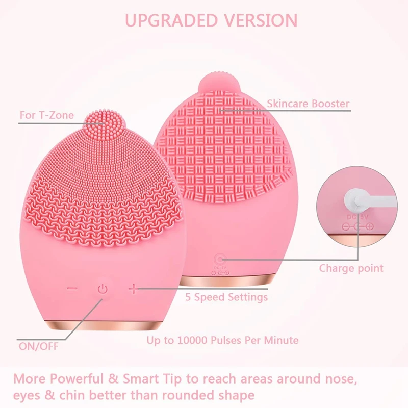 Очищающая щетка перезаряжаемая силиконовая кисть для лица массажер