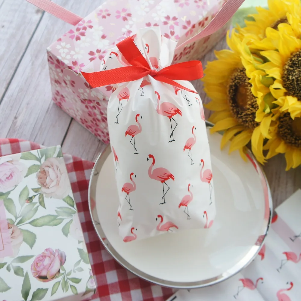 

23.5*14.5cm 50pcs Flamingo Design Bag As Cookie Snacks Jam Wedding Favor Gift Party Decoration Birthday Plastic Packaging Bags