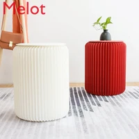 household minimalist luxury bedroom folding stool modern fashion creative solid color short round small stool home decoration