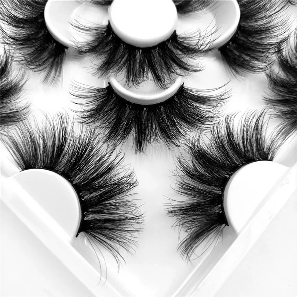 7 пар 25 мм Драматические Длинные Накладные ресницы Wispy 3D эффект норковые волосы