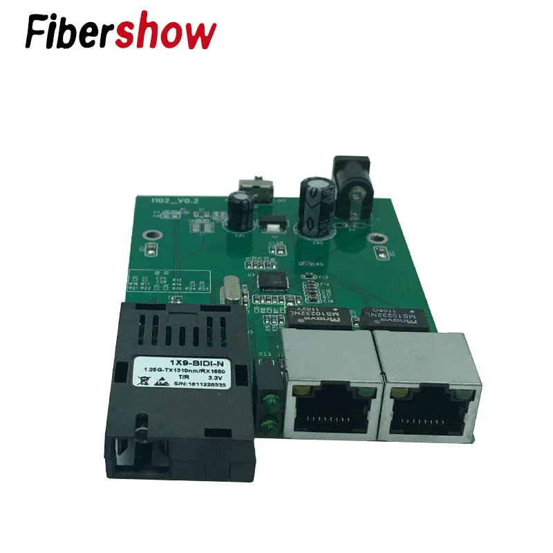 Оптоволоконный переключатель Ethernet 2 RJ45 1 SC оптический медиа конвертер одномодовый волоконно-оптический Порты и разъёмы 10/100 м печатной платы