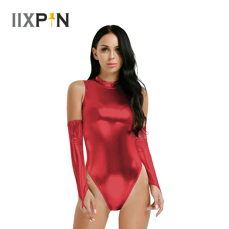 Женское нижнее белье Pole Dance гимнастика Unitard Wetlook искусственная кожа Цельный