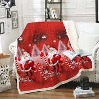 super soft warm winter christmas blanket santa claus sherpa fleece throw blanket bed cover bedspread for children adult sofa car