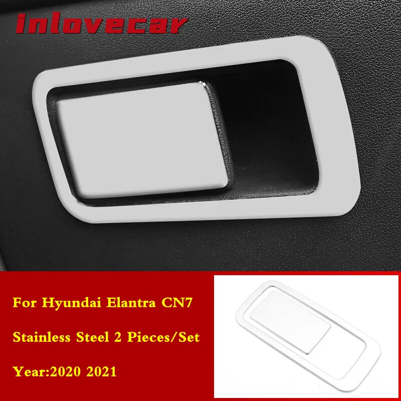 

For Hyundai Elantra CN7 2020 2021 Stainless steel Car glove storage box lock switch Cover Trim Sticker decoration Accessories