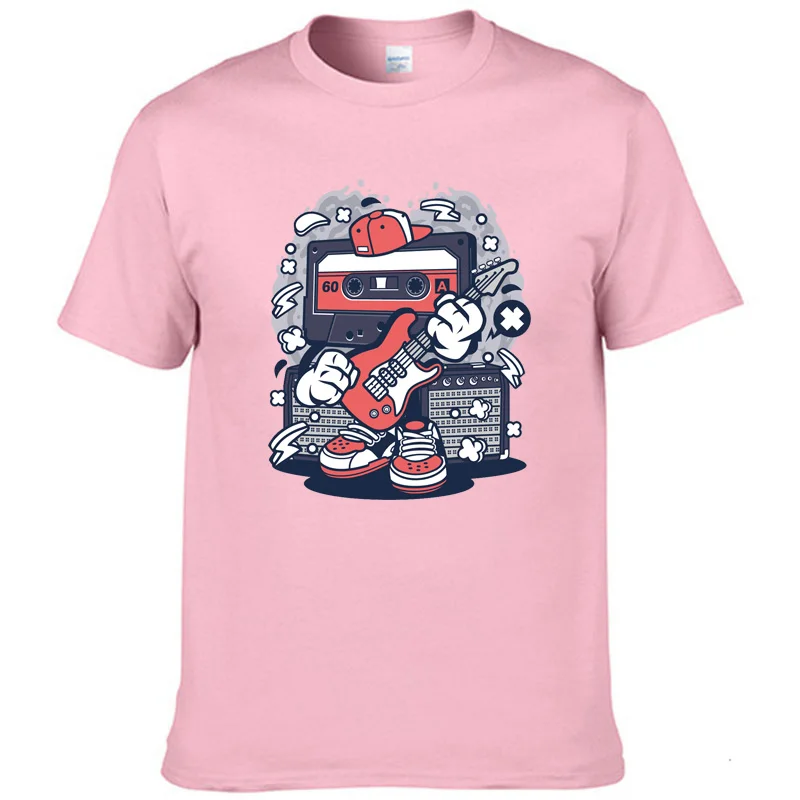 

2021 summer pure cotton men's fashion top casual cartoon short-sleeved solid color unisex round neck hip-hop t-shirt sports top