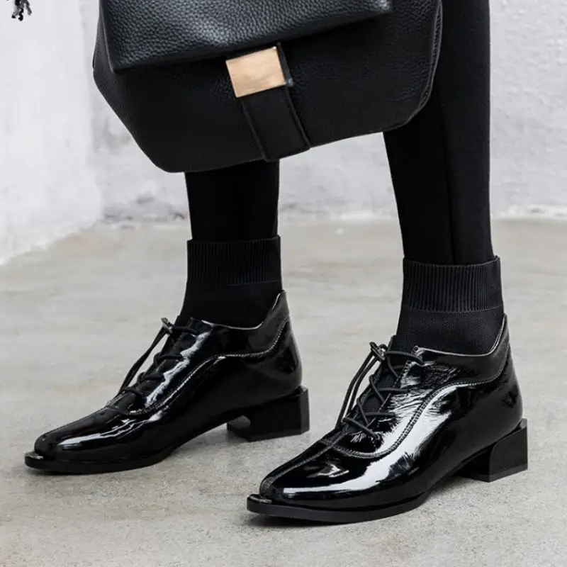 

KemeKiss Size 34-43 Women Ankle Boots Real Leather Patchwork Woman Shoes Fashion Thick Heel Cool Autumn Women Short Boots