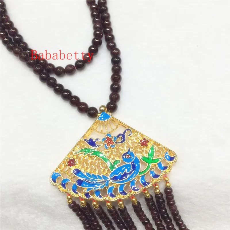 Ожерелье ручной вязки из натурального винного Красного камня цепочка для