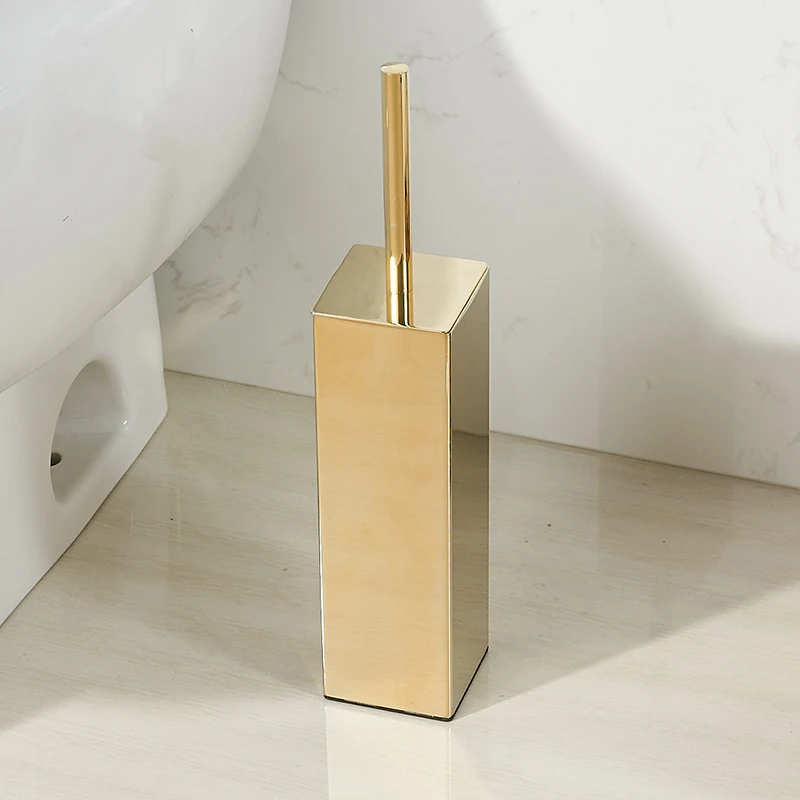 

Gold Creativer Free Stand Polish Toilet Brush Holder Set Toilet Bowl Brush Stainless Steel Brushed Gold Bathroom Accessories