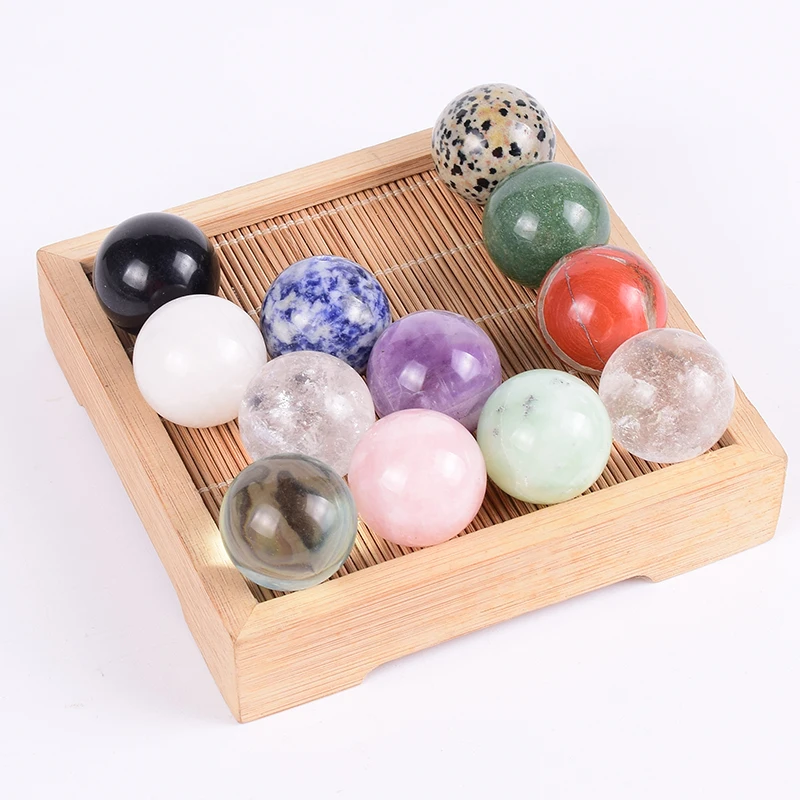 5 pcs/Set Crystal Ball Undrilled Beads 25mm Natural Stone Mixed Sphere Chakra Quartz Healing Reiki Craft Home Decorative | Дом и сад
