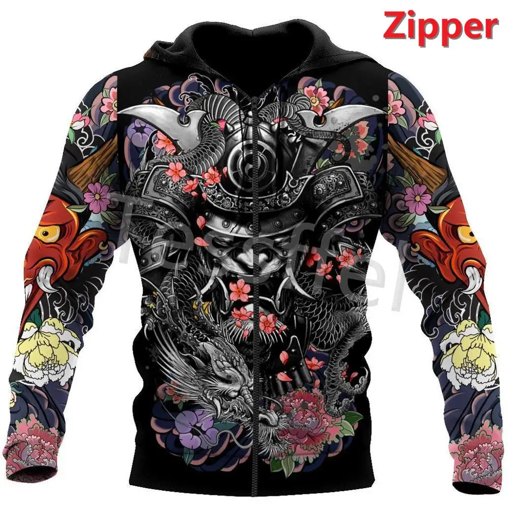 Новая мужская Толстовка tessвам с 3D-принтом японского самурая Татуировка Harajuku