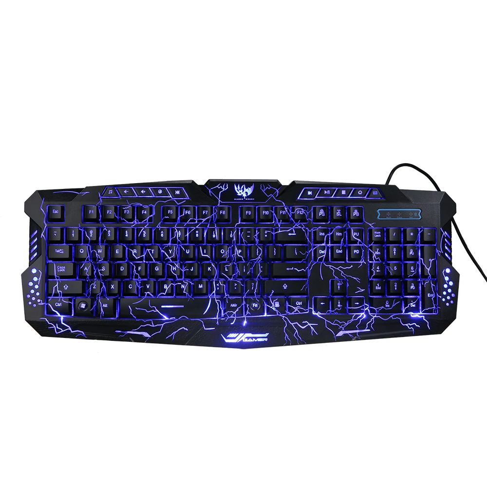 

Gaming Keyboard Carving Characters Keyboard Wired Backlit Keyboard Ergonomic Keyboard Switchable Crack Backlit