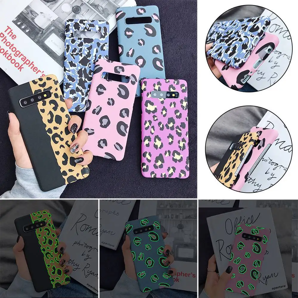 Чехол с леопардовым узором KISSCASE для samsung Galaxy A50 A70 A30 A90 светящийся Жесткий ПК J4 J8 A6 A8