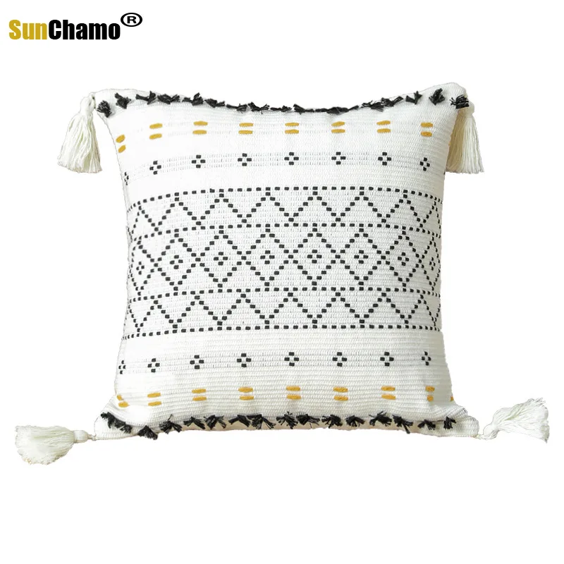 Цвет: желтый черный хлопковый жаккардовый чехол для подушки 45x4 5 см/30x50cm Подушка с