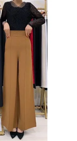 

Women 2021 Summer Fashion Solid Color Ice Silk Trousers Female Elastic Waist Loose Pants Ladies Thin Long Wide-leg Pants E64
