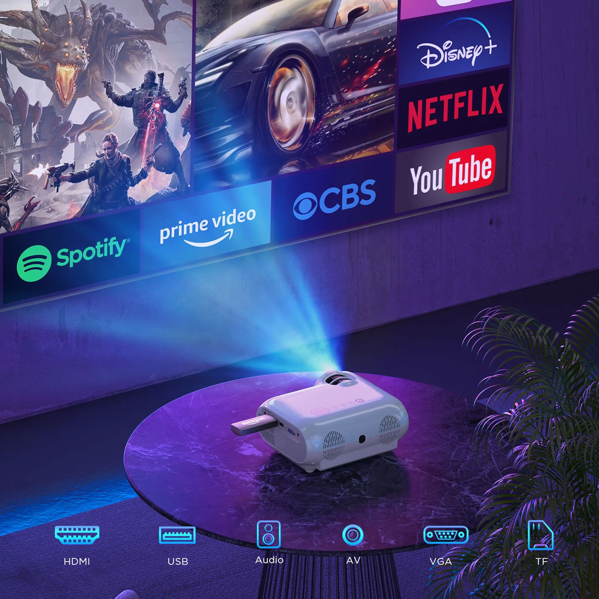 BOMAKER 720P Projector Mini Full HD 2.4G+5G WiFi Android 3D Video Theater Smart Phone Beamer Portable Proyector | Электроника