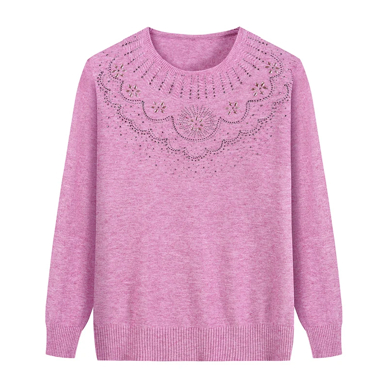 Модный женский свитер Стразы вязаные джемперы с длинным рукавом осенне-зимние