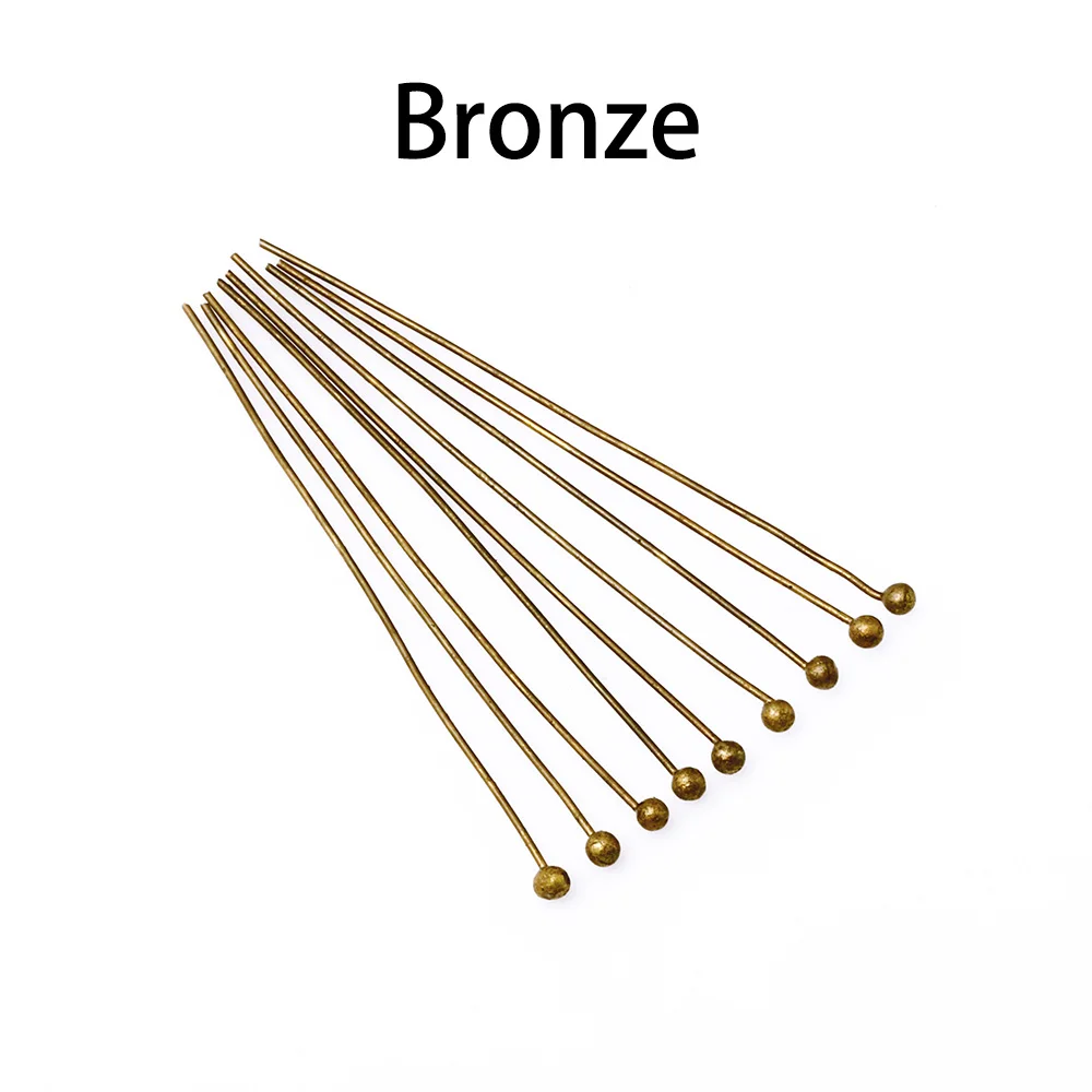 Bronze 200 шт./лот, 16, 20, 25, 30, 40, 50 мм, золотые, серебристые, металлические штифты с шариковой головкой для самостоятельного изготовления ювелирных изделий, шпильки, диаметр 0,5 мм, поставки - Цвет: Bronze
