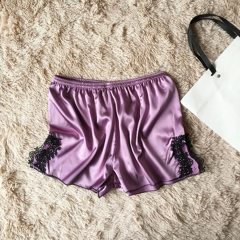 

Sexy Ladies Pajamas Set Summer Lace Satin Two Piece Pajamas Set Ladies Home Suspenders Tops Shorts Set