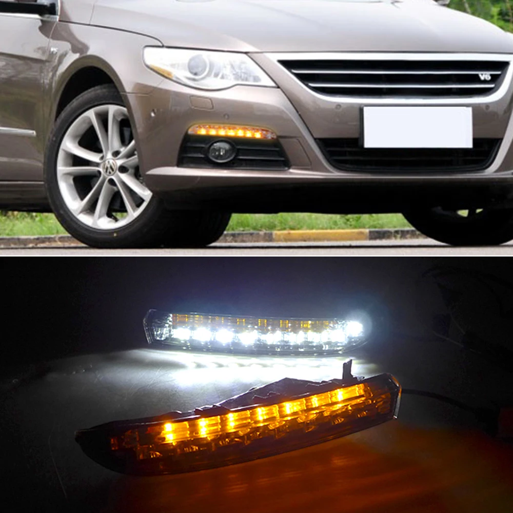 CSCSNL 2 шт. светодиодный DRL Габаритные огни с Turnnig желтый сигнальные для VW Volkswagen Passat CC