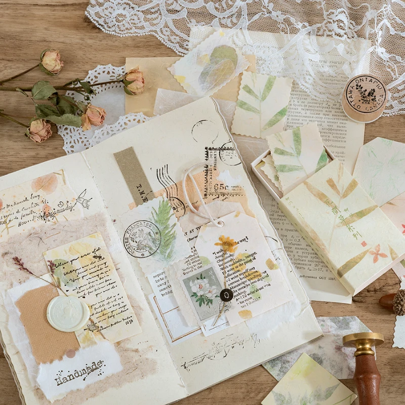 30 шт./кор. опавших листьев Цветок текстурированные обои арт Материал Бумага мусор