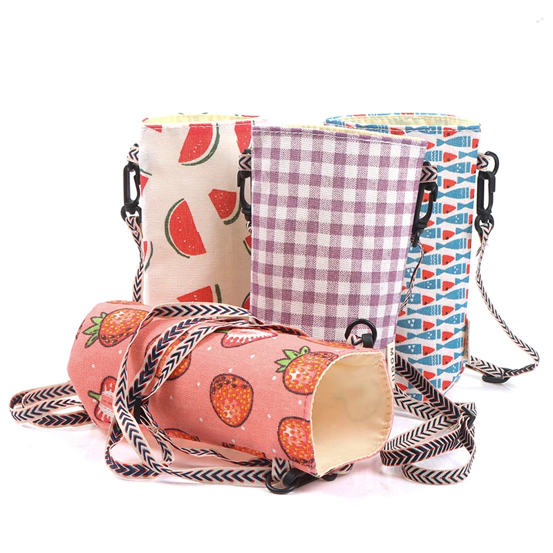Portable Water Bottle Cover Cup Bag Tote Heat Insulation Linen Travel Outdoor Vacuum Mug Flexible Sport Camping Accessory