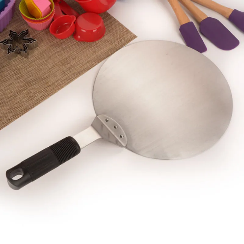 Plastic Handle Большой нержавеющей стали пиццы кожуры 10 дюймов торт подъемник Круглый Шпатель для печенья - Цвет: Plastic Handle
