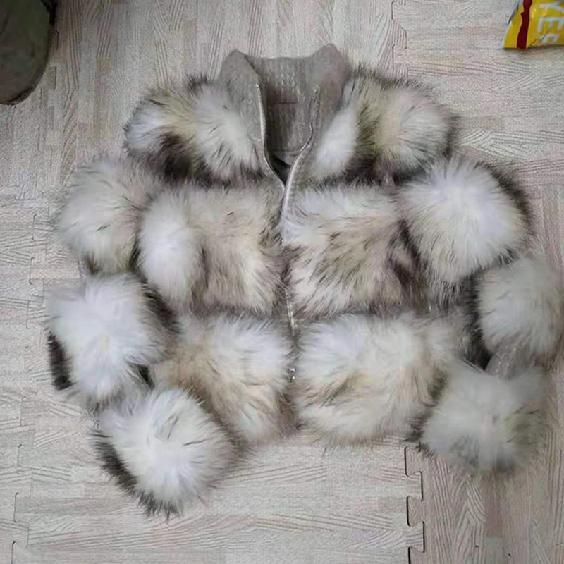 Шуба из натурального меха зимний жакет женская парка пальто меховое Воротник мех енота шерстное пальто бомбер жакет корейская уличная одежда новая