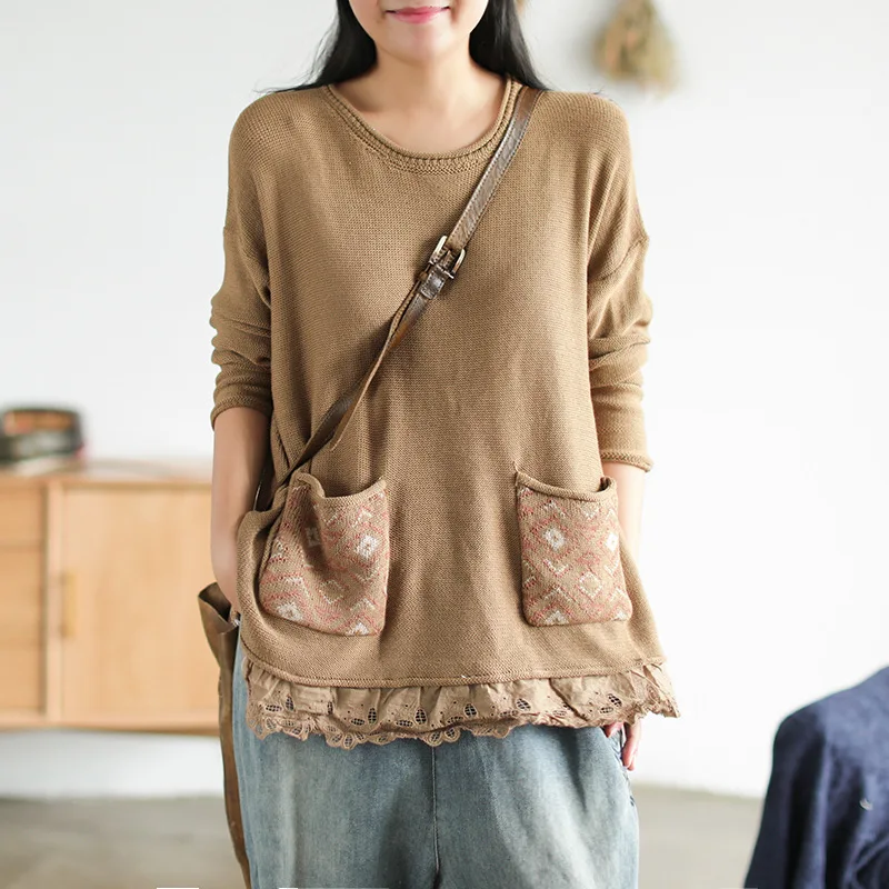 Осенний свитер Женский вязаный модный Свободный пуловер новинка 2019 женские топы