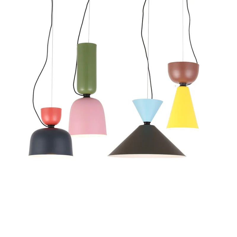 

Современная лаконичная алюминиевая Люстра для макарон, Оригинальная лампа для ресторана, гостиной, кабинета, кафе, бара, цветная одноголовая