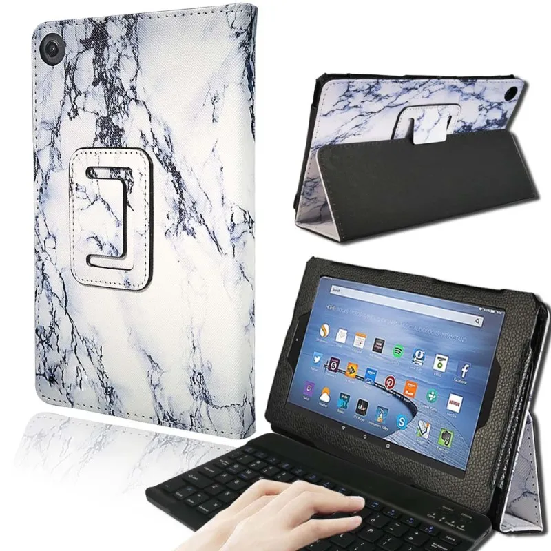 KK&LL для Amazon Fire HD 10(7/5 поколение, / выпуск) Bluetooth клавиатура+ умный планшет кожаный чехол-книжка