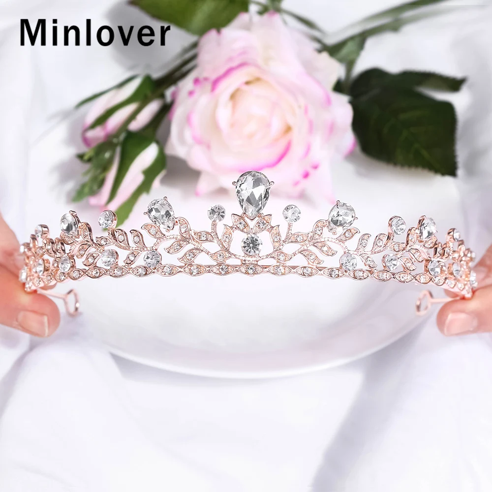 Minlover новинка 2020 короны диадемы свадебные и для невесты Кристальные аксессуары