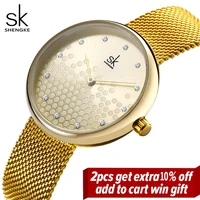 new design fashion sweetheart wristwatches japan quartz gold dial ladies watches waterproof stainless steel mesh band women gift