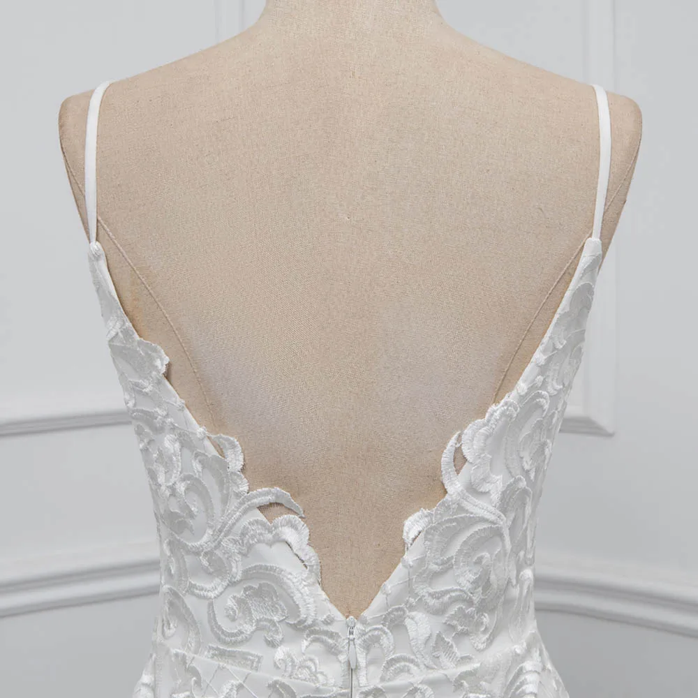 2021 цвета слоновой кости кружева русалка свадебное платье Спагетти спинки