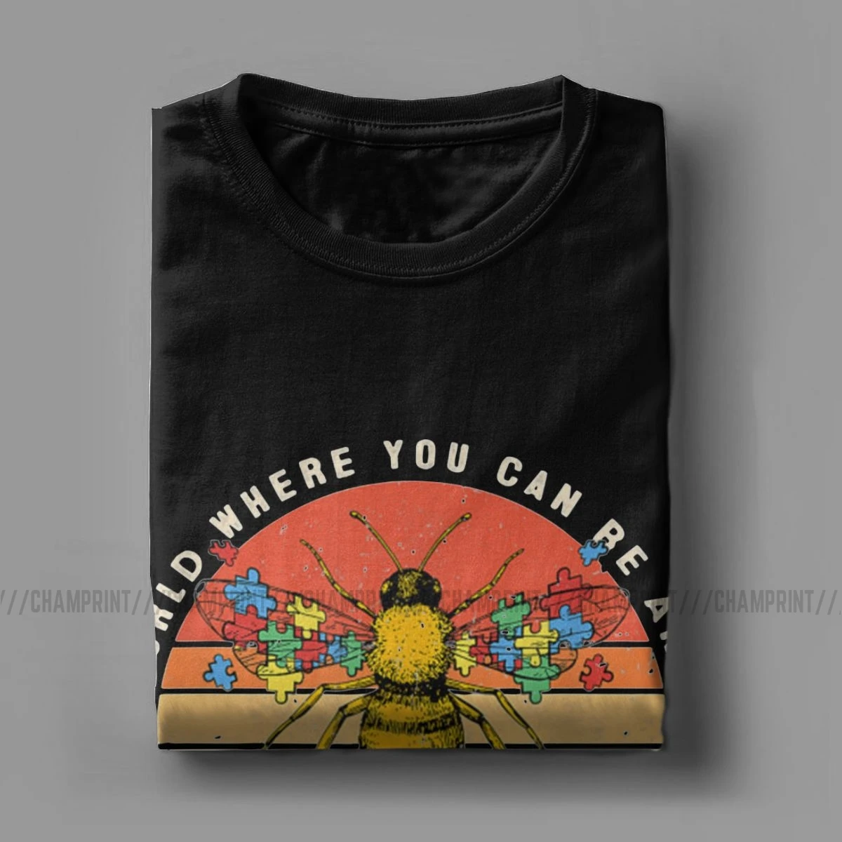 In A World Where You Can Be Anything Be Kind Bee Autism T-Shirts Men Autismo Autistic Awareness Vintage Tee Shirt 6XL Tops