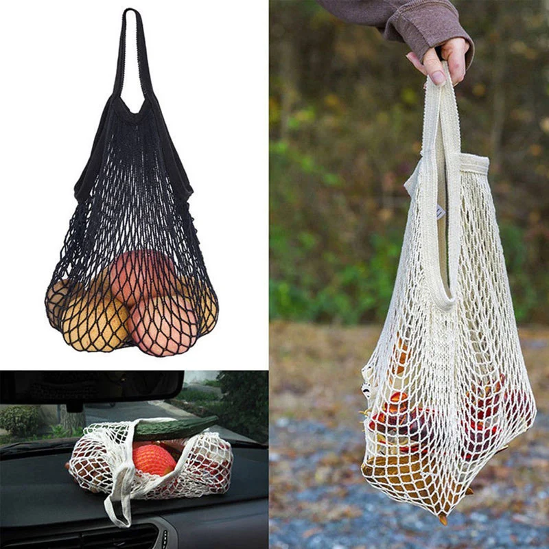 

Hot Sale Kitchen Fruits Vegetables Hanging Bag Reusable Home Grocery Produce Mesh Bags Cotton Ecology Market String Net Tote Bag