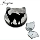 JWEIJIAO складные мини-зеркала для макияжа в форме кота и Луны с черным контуром, Симпатичные брендовые дизайнерские женские компактные ручные зеркала для вечерние A251