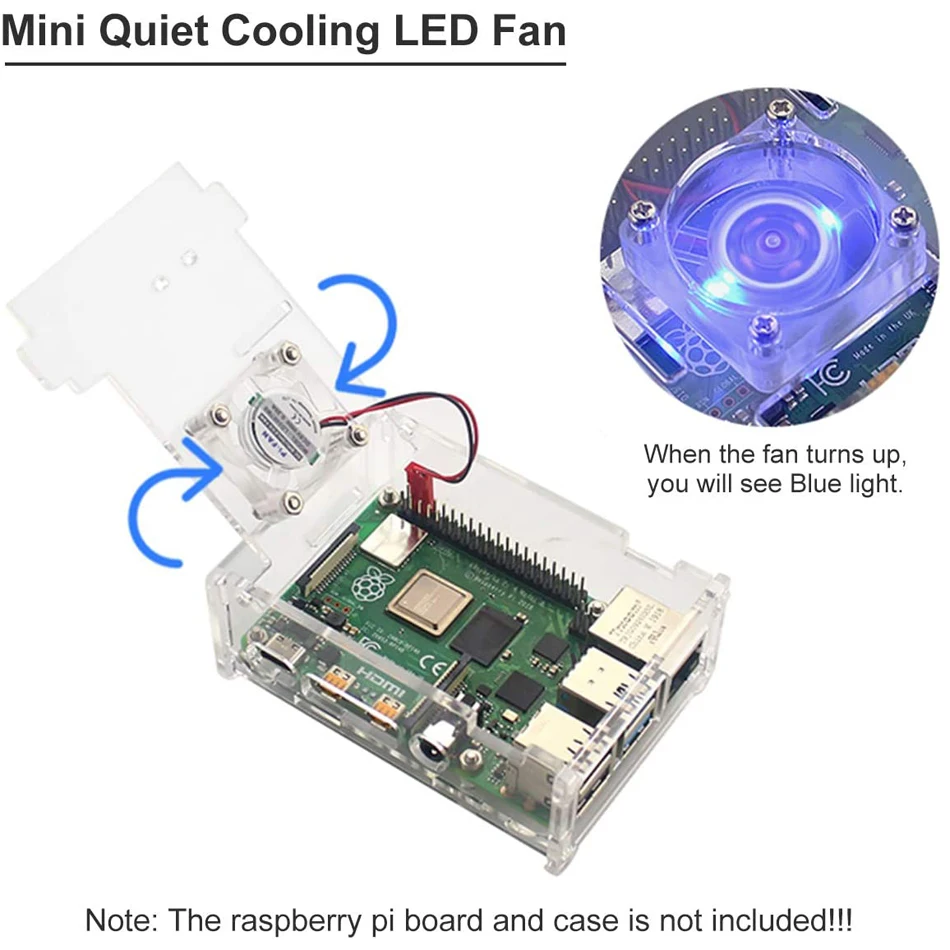 Кулер для процессора Raspberry Pi 4 бесщеточный со светодиодный светкой 30 мм 3010 |
