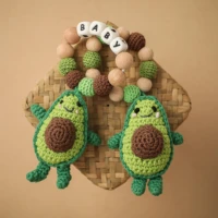 1 pc customized baby name teether bracelet avocado beech wooden pendant newborn rattle toys infant teething rattle shower gift