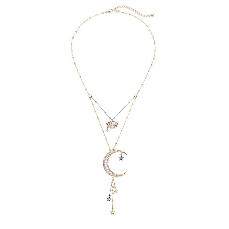 Devil's Eye многослойная подвеска Звезда Луна ожерелье женский европейский стиль