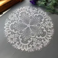 2 pcs white hollow out rose embroidered flower mesh lace ribbon applique trims for covers curtain home textiles sewing fabric