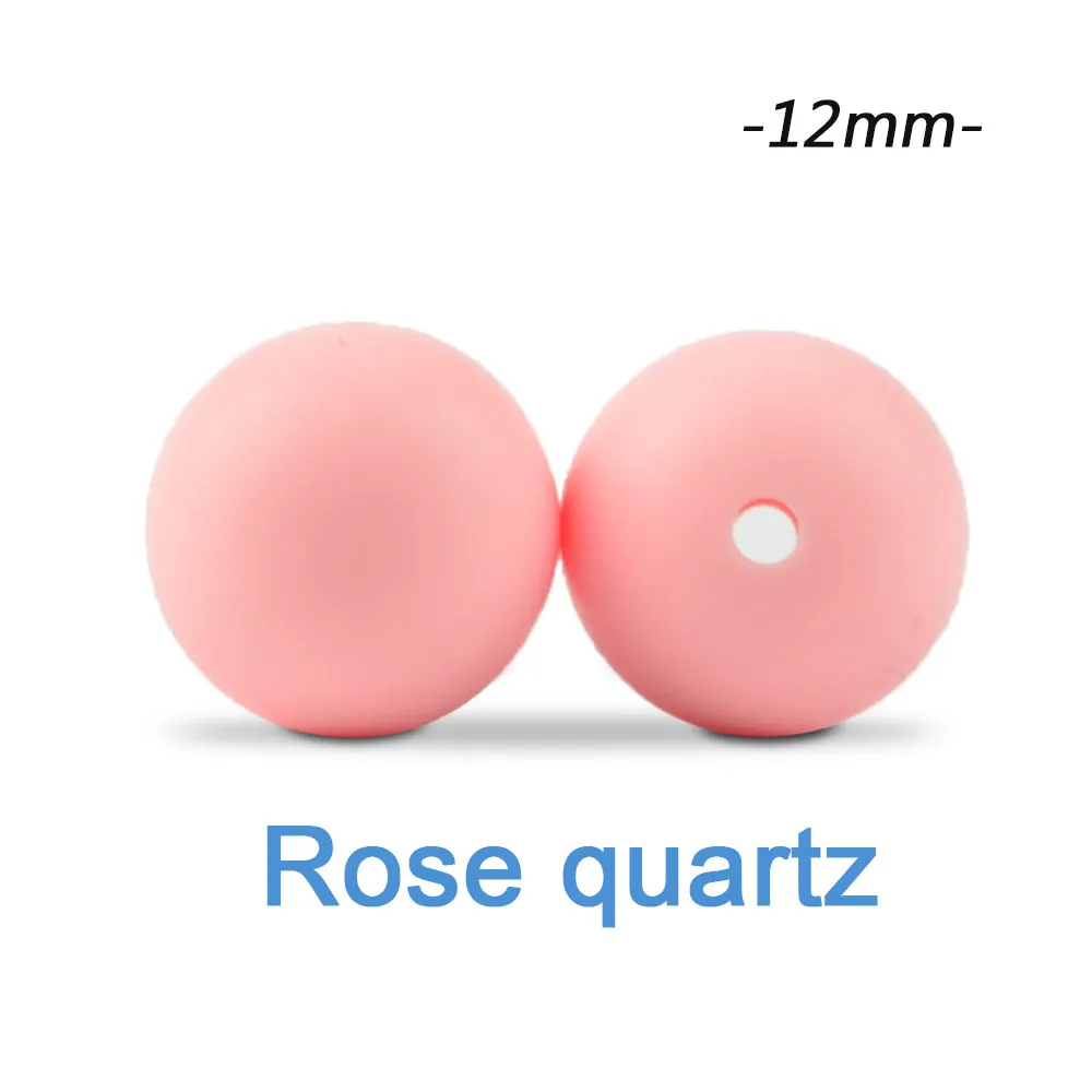 rose quartz Силиконовые бусины LOFCA, 12 мм, 200 шт, детские силиконовые бусины для прорезывания зубов, Пищевая силиконовая детская соска, ожерелье, подвеска, изготовление продукта - Цвет: rose quartz