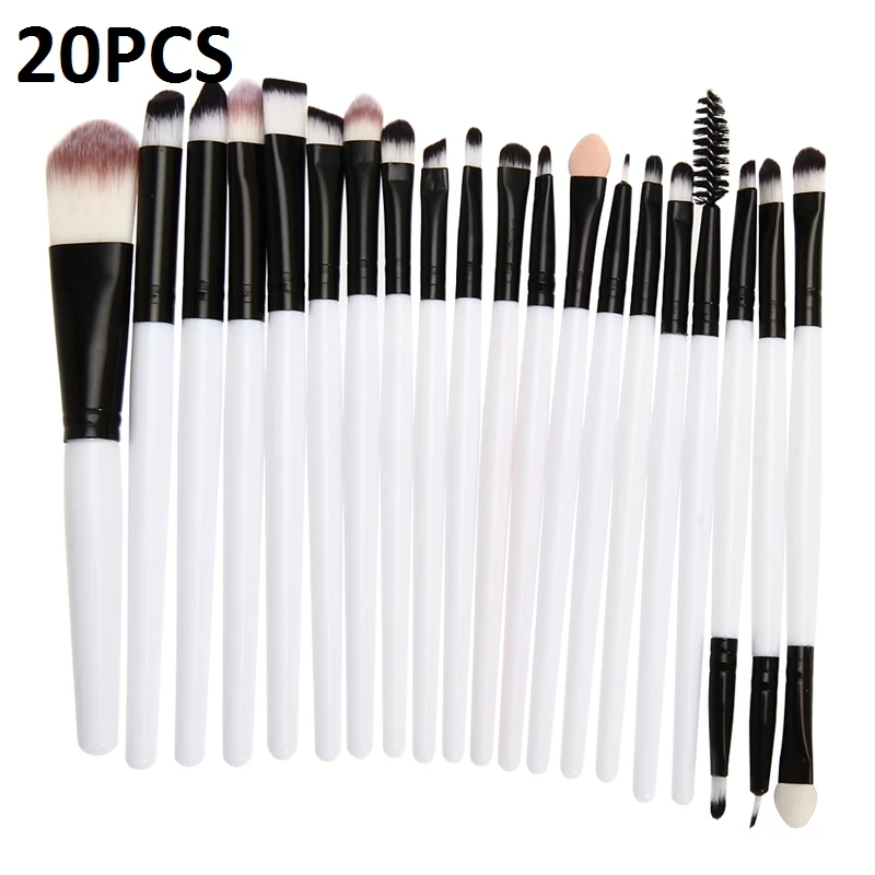 20pcs 15/20 шт. набор кистей для макияжа, инструменты для макияжа, косметический набор, набор для макияжа с деревянными ручками, брендовый набор кистей для макияжа Pincel Maleta De Maquiagem профессиональный - Handle Color: 20pcs
