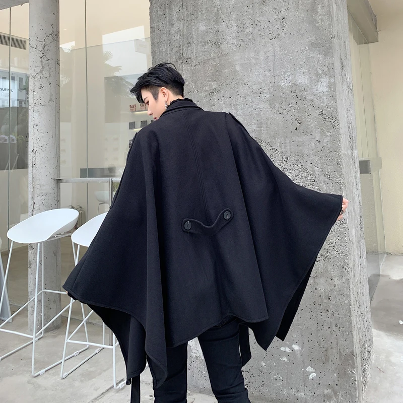 Женский шерстяной плащ большого размера черное винтажное пальто в стиле хип-хоп