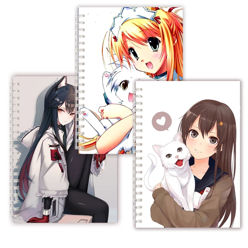 

A5 Spiral Notebook Note Book Anime Cat Girl Journal Manga Catgirl Neko Kemonomimi Pose Cute Kawaii Writing Pad For Girls Gifts