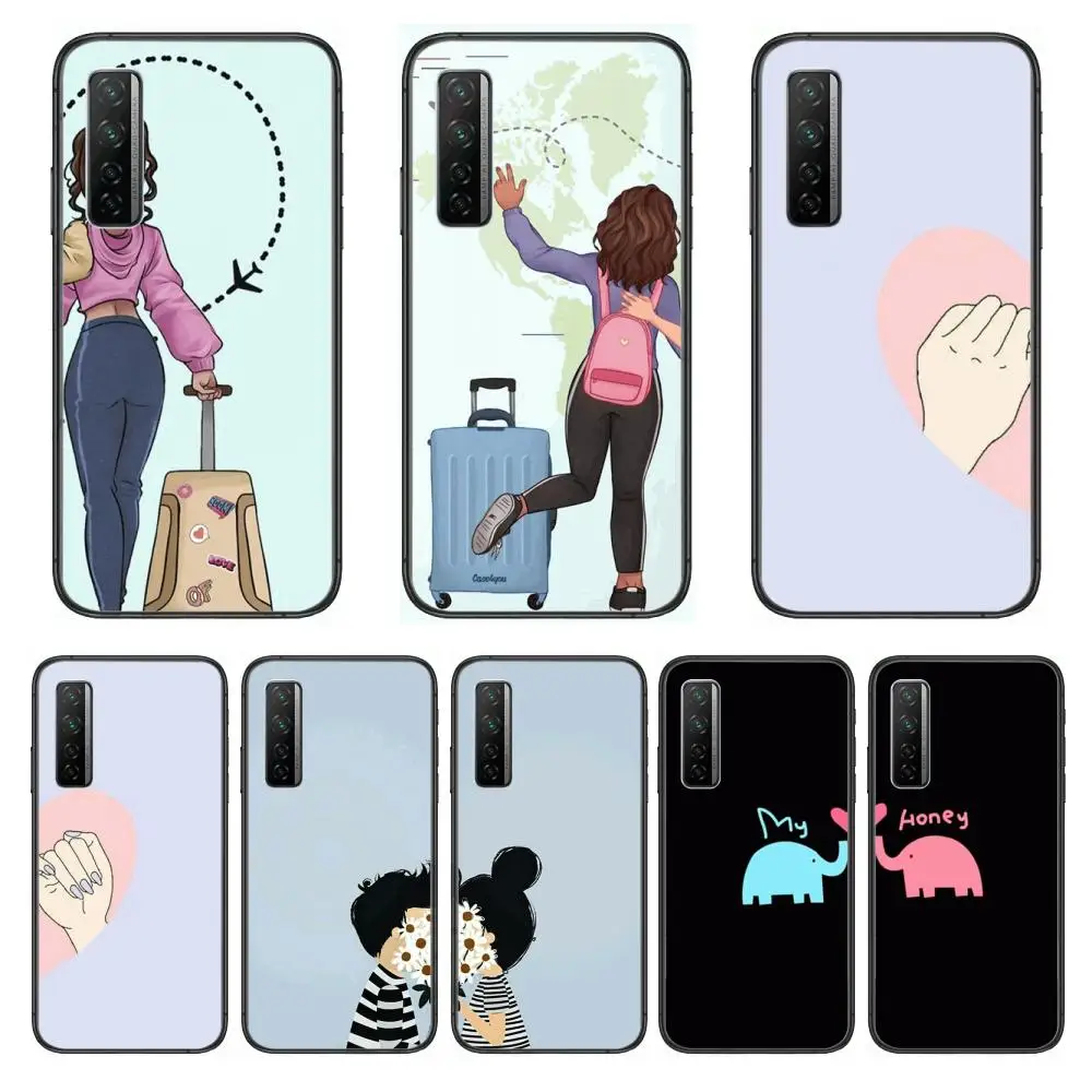 

Lovers friendship case Phone Case For Huawei Nova 2 3 4 5 6 7 8 SE i E Pro Lite Black Etui Coque Painting Hoesjes comic fashion