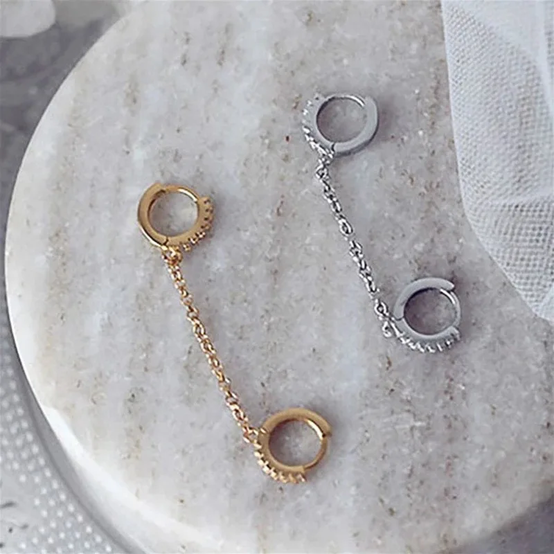 

New Fashion Circle Ear Cuff Retractable Earrings for Women Men Gold Huggie Unisex Double Piercing Hoop Earing Female Brincos