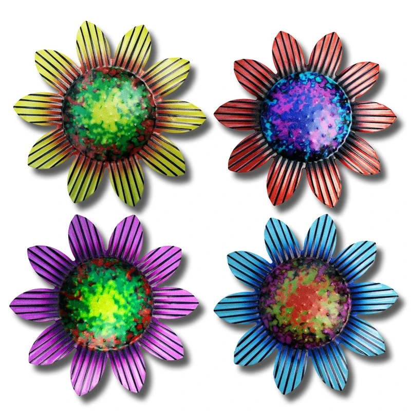 

Wrought Iron Wall Art Flower Decor Metal Flowers Sculpture Colorful Decorative