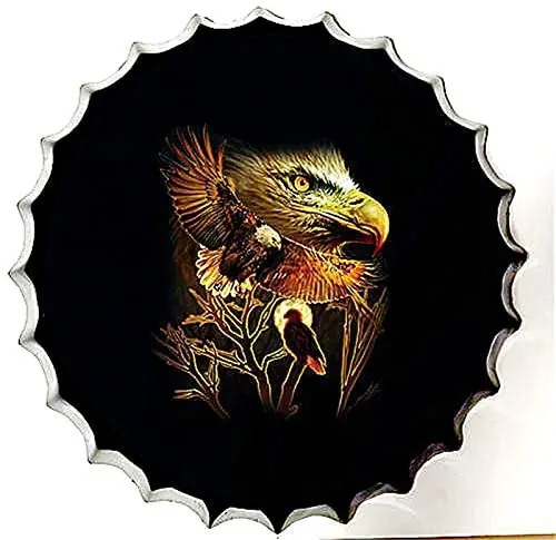 

Royal Tin Sign Bottle Cap Metal Tin Sign Eagle Diameter 13.8 inches, Round Metal Signs for Home and Kitchen Bar